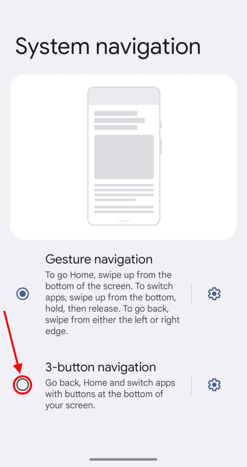 Select 3-button navigation or Gesture navigation